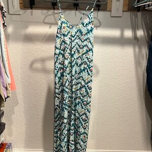 Old Navy Teal and White Geometric Dress